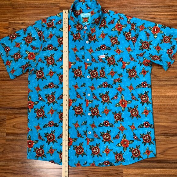 Dixxon Flannel Co Stay Gold Button-up Party Shirt XL Blue Short-Sleeve - Picture 8 of 9